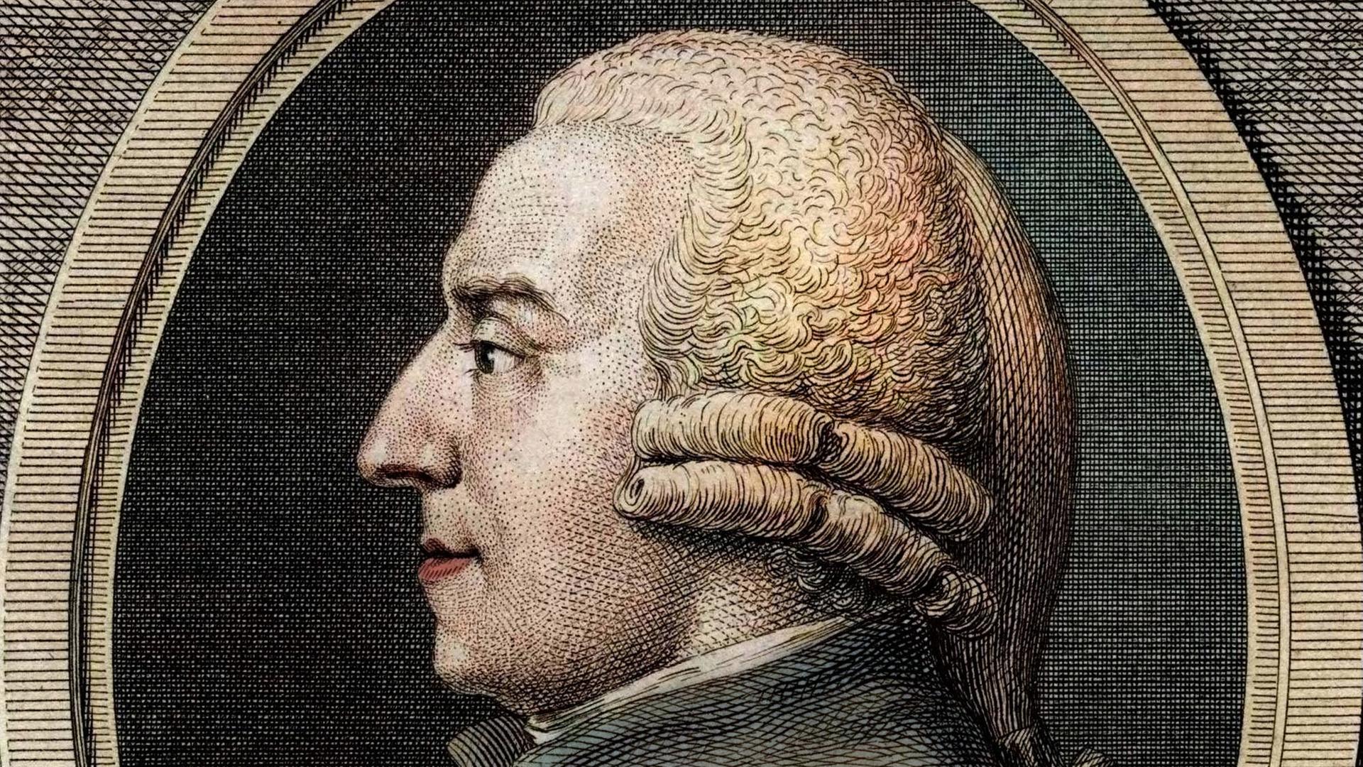 Ein Porträt von Adam Smith, schottischer Ökononom und Moralphilosoph.