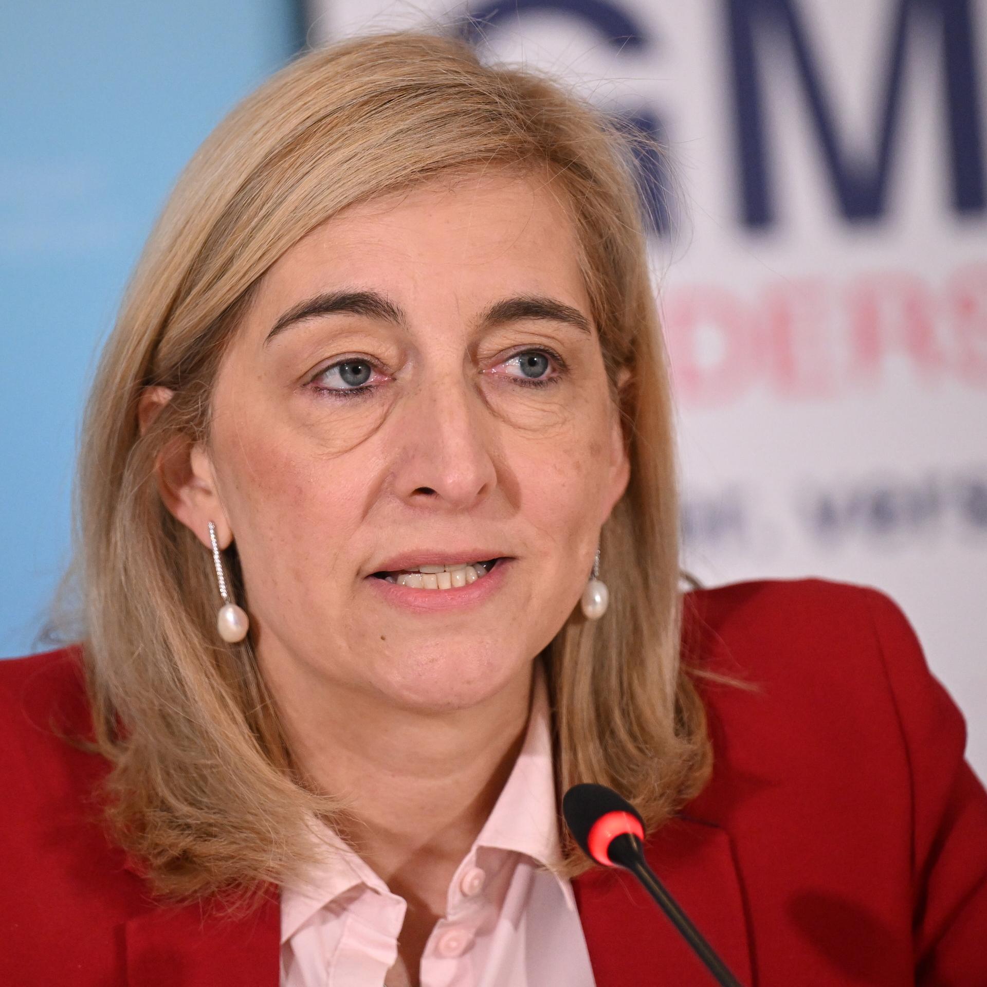 Nina Warken (CDU), Bundesgesundheitsministerin, spricht bei der Pressekonferenz zur Gesundheitsministerkonferenz GMK 2026.