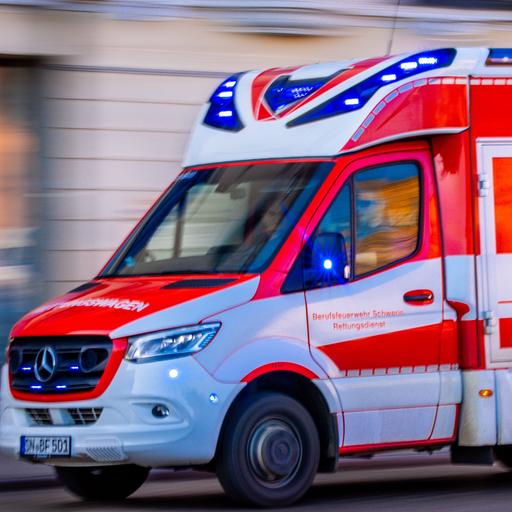Ein Rettungswagen mit Blaulicht