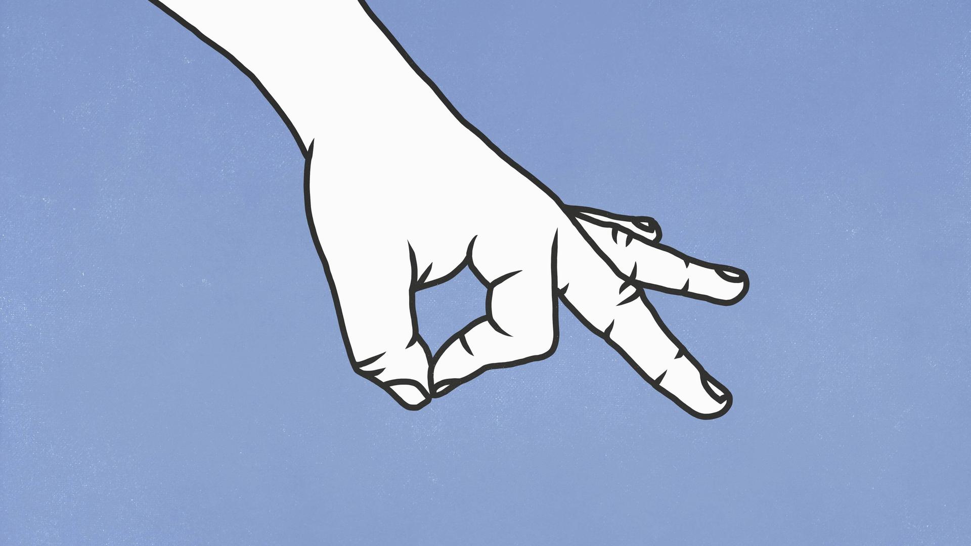 Illustration einer Hand die in Gebärdensprache "okay" zeigt
