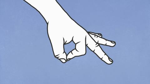 Illustration einer Hand die in Gebärdensprache "okay" zeigt