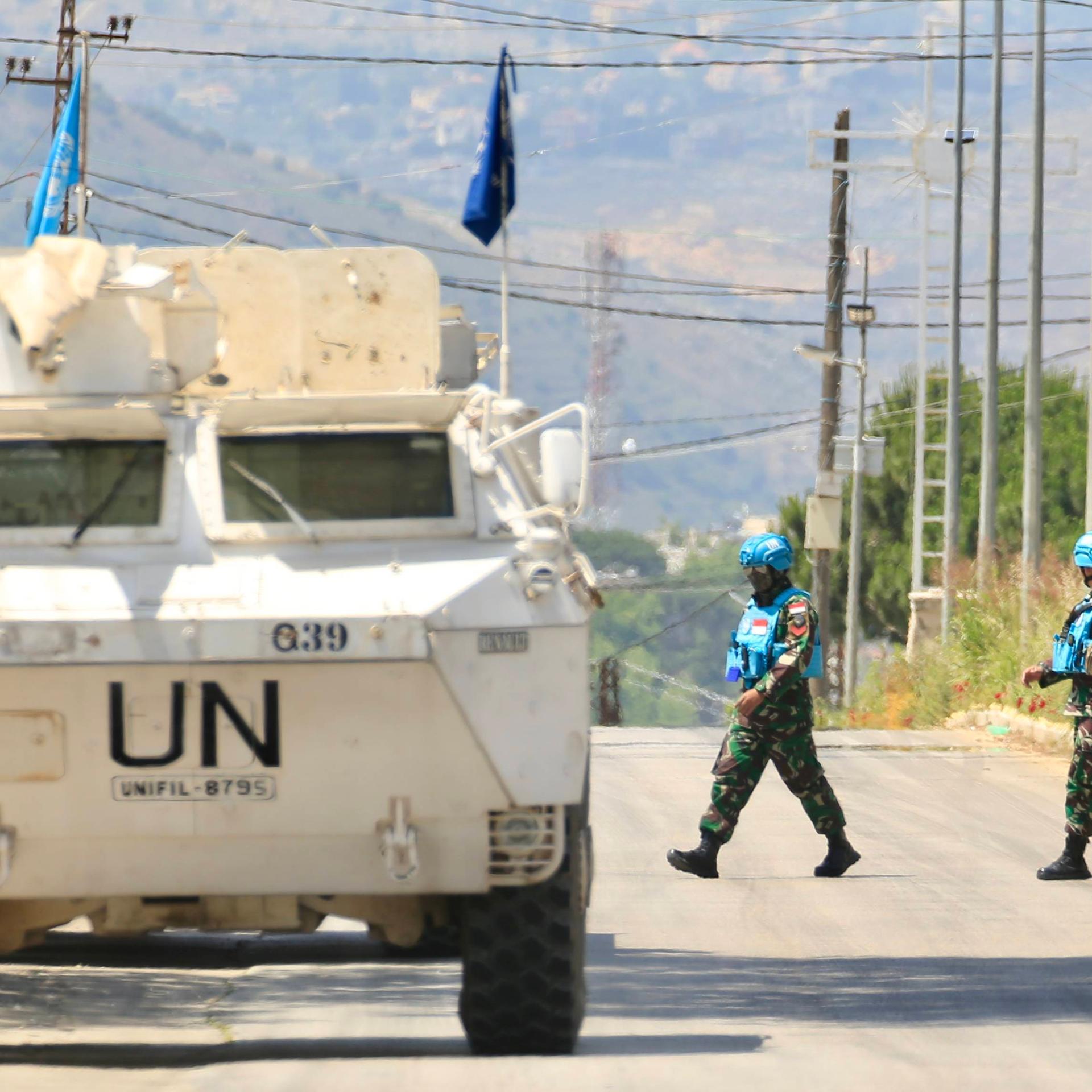 UNIFIL-Truppen der Vereinten Nationen im Libanon während einer Patrouille.