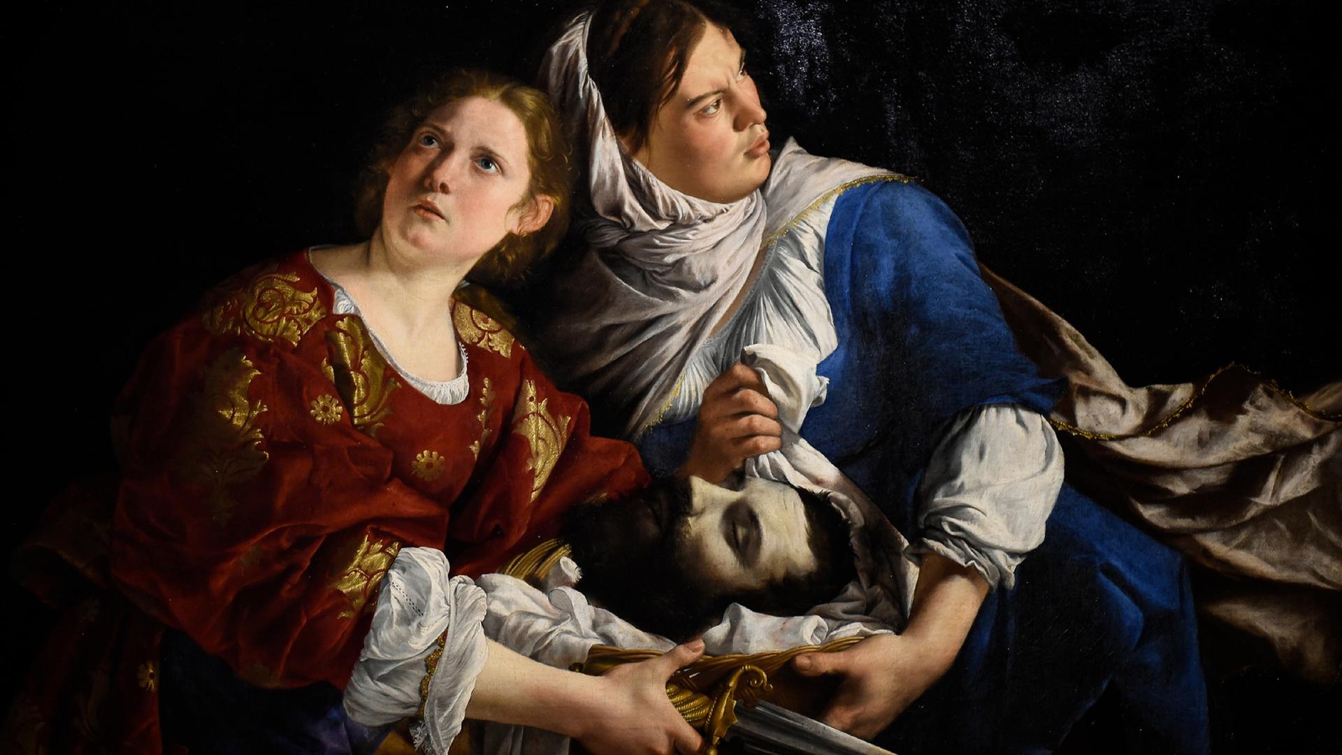 Judith und die Magd mit dem Kopf des Holofernes, gemalt von Orazio Gentileschi (1563-1639).