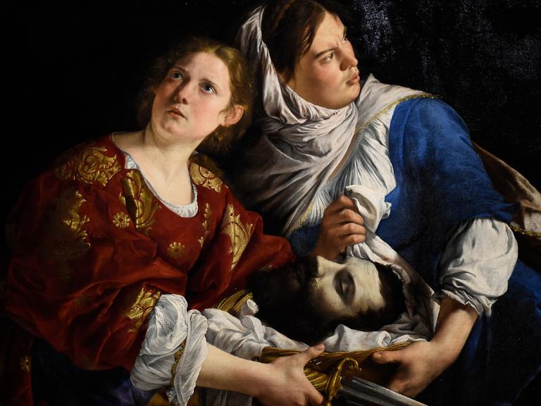 Judith und die Magd mit dem Kopf des Holofernes, gemalt von Orazio Gentileschi (1563-1639).