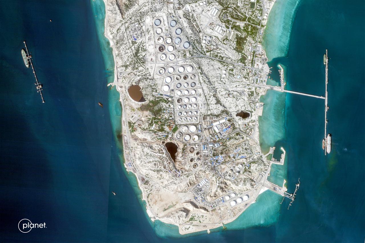 Das Satellitenbild von "Planet Labs PBC" zeigt die Insel Kharg aus der Luft.