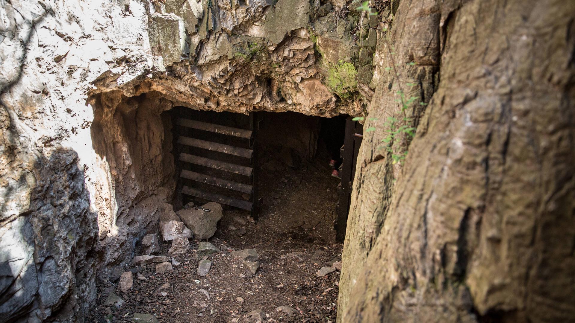 Eingang zur Höhle "Rising Star", Fundstätte des Homo naledi 2015 im Gebiet des UNESCO-Welterbes Cradle of Humankind, unweit von Krugersdorp