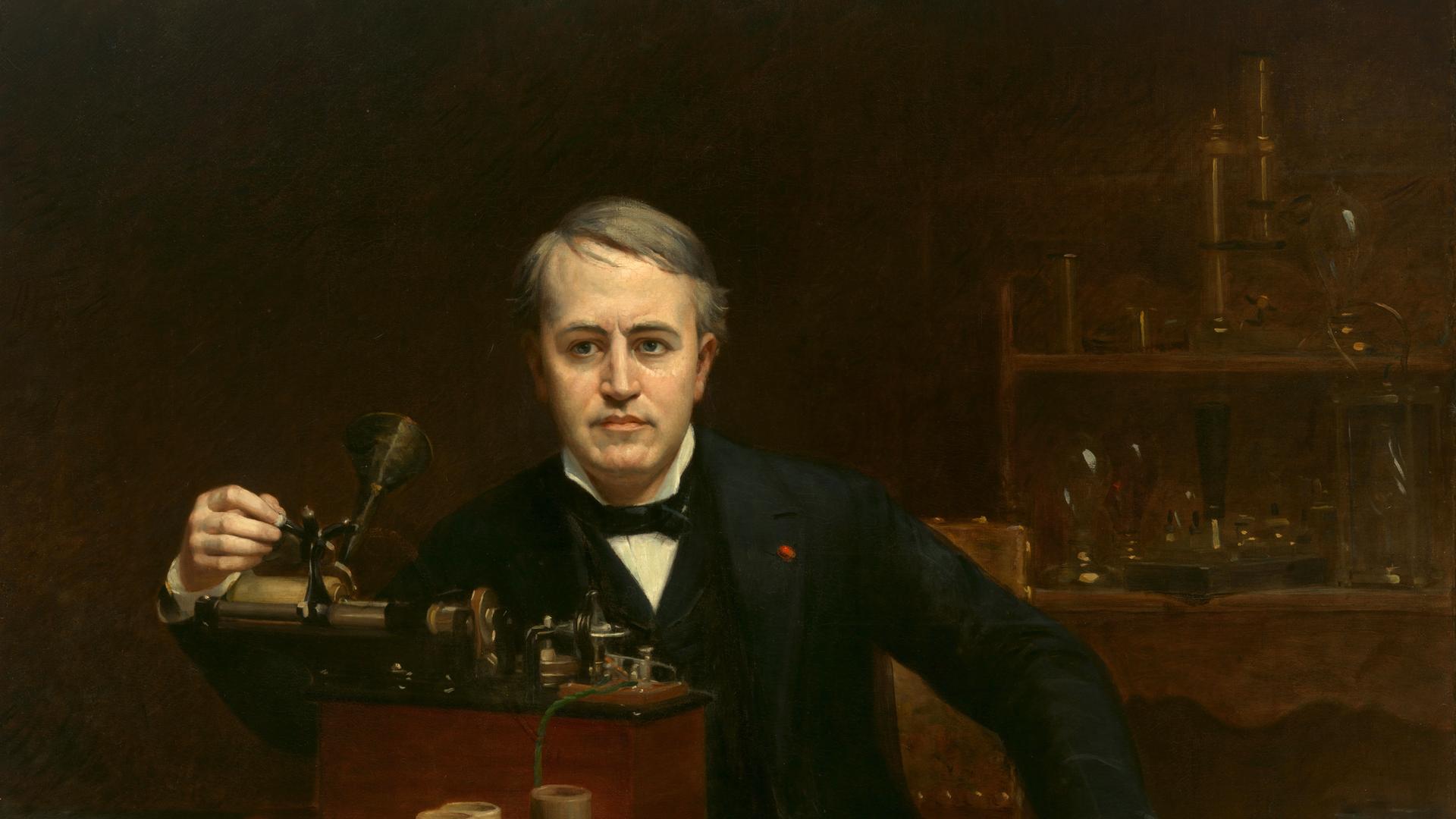 Öl-Porträt des Erfinders Thomas Alva Edison, gemalt 1890