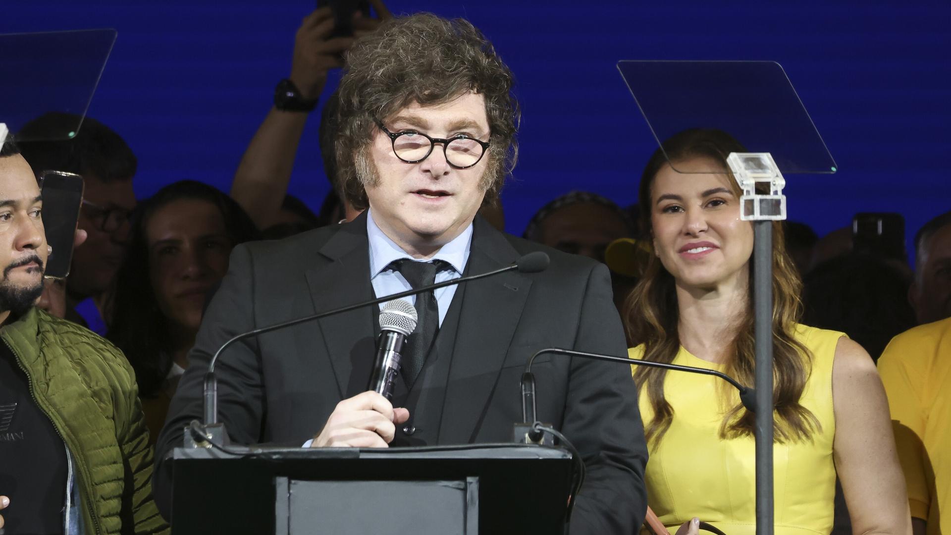 Der argentinische Präsident Javier Milei spricht auf dem Parteitag der Liberalen Partei (PL) in der Mercado Pago Hall (Arena Pacaembu) in São Paulo. Der argentinische Präsident Javier Milei spricht auf dem Parteitag der Liberalen Partei (PL) in der Mercado Pago Hall (Arena Pacaembu) in São Paulo.