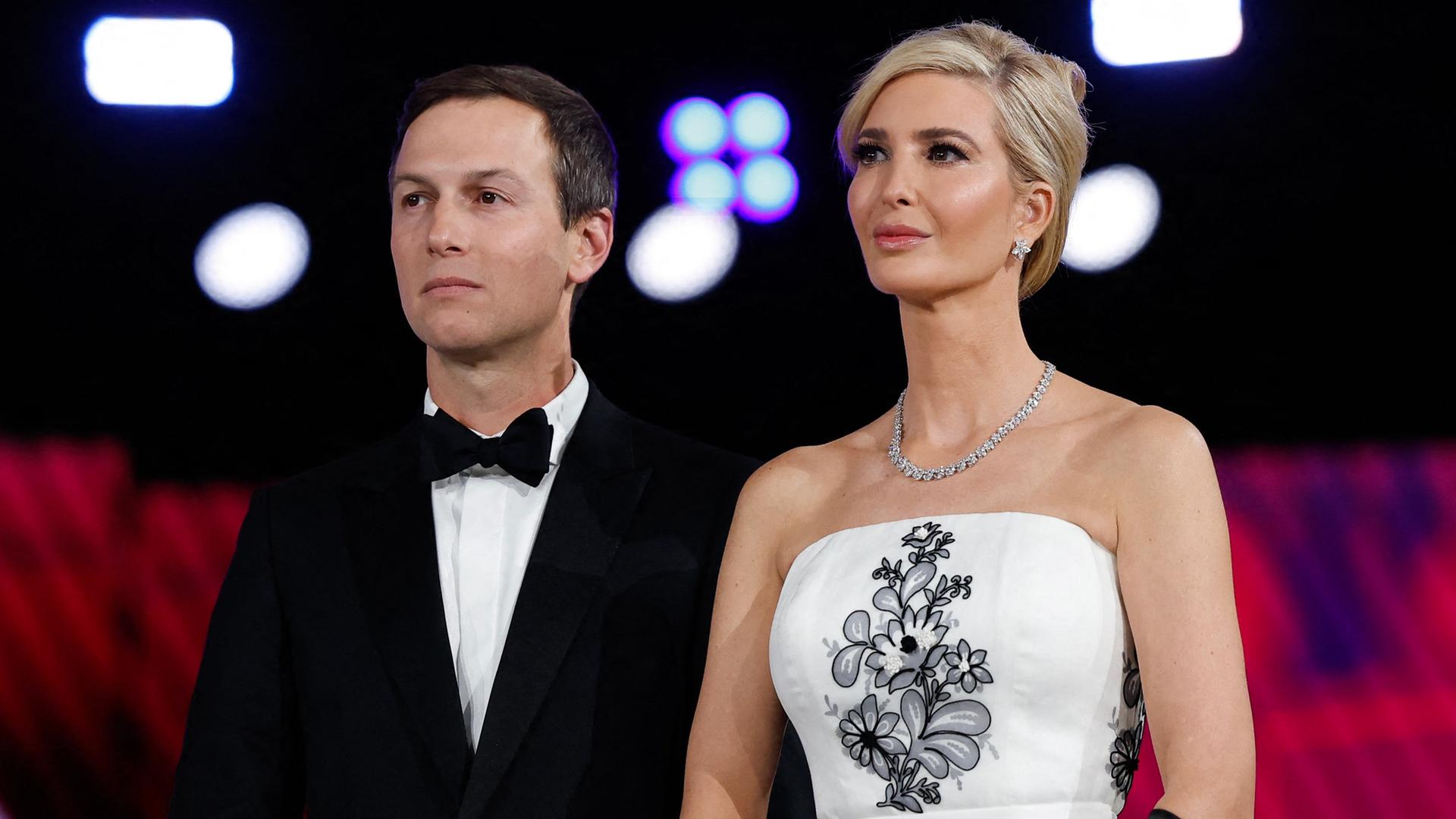 Jared Kushner und Ivanka Trump beim Liberty Inaugural Ball am 20. Januar 2025 in Washington, DC. Sie trägt ein weißes Kleid, er einen schwarzen Anzug.