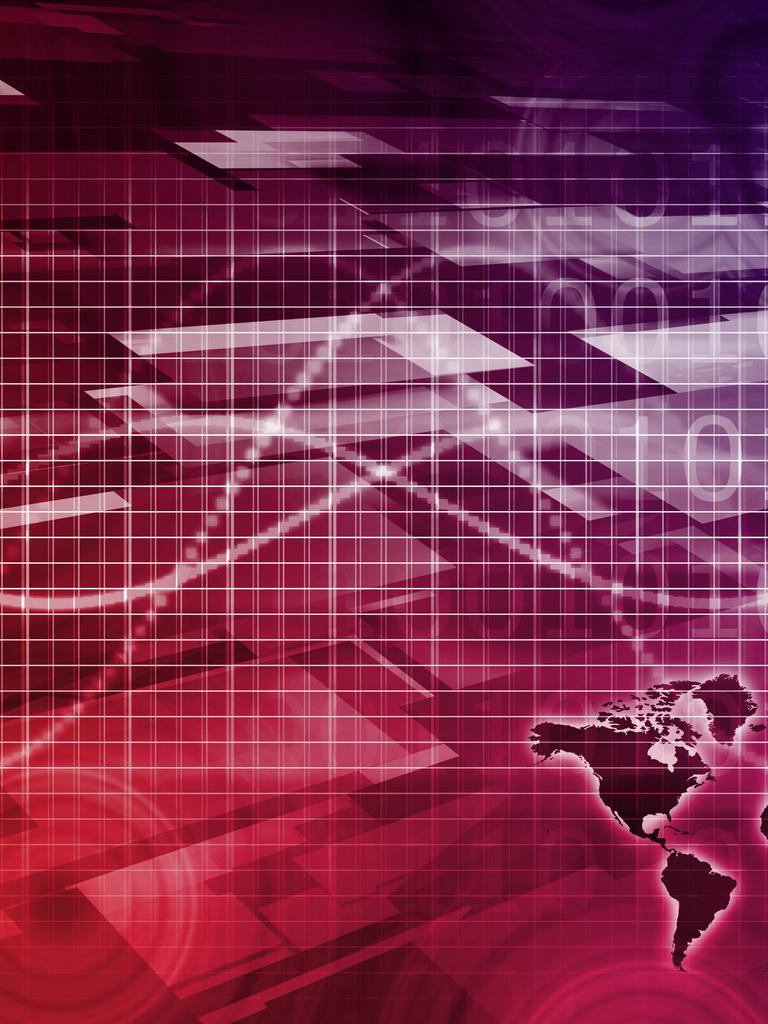Eine Kollage aus grafischen Elementen und einer Weltkarte soll eine computerisierte, digitale Welt symbolisieren