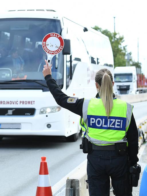 Grenzkontrollen an der deutsch-österreichischen Grenze am 17.09.2024 am Grenzübergang Walserberg
