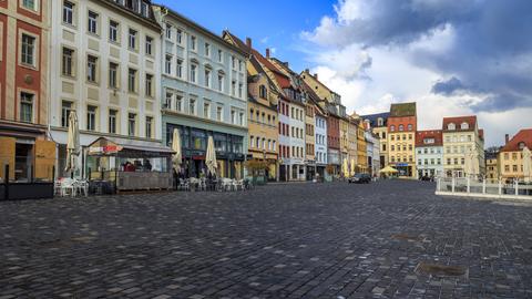 Marktplatz in der Stadt Altenburg in Thüringen.