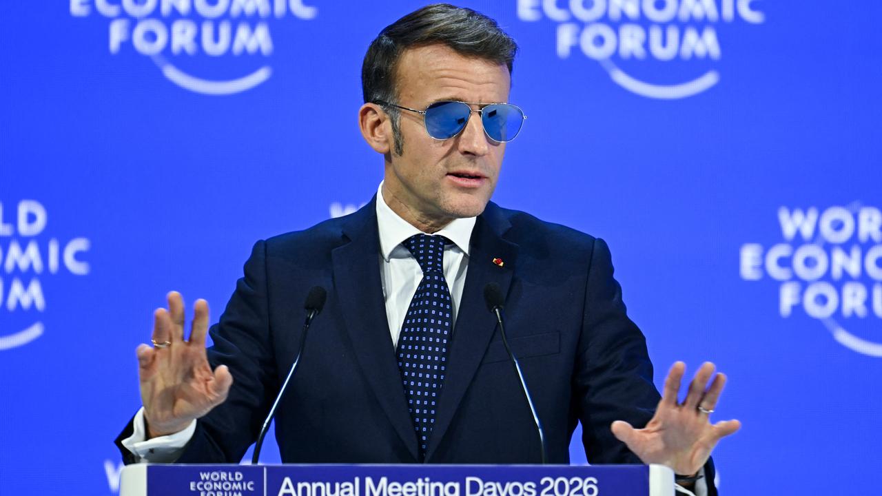 Der französische Präsident Emmanuel Macron spricht auf dem Weltwirtschaftsforum in Davos.