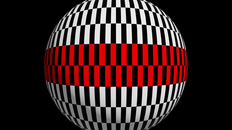 Das Cover des Podcasts "Hologrammatica" zeigt eine Kugel mit einem schwarz-weißen Kachelmuster, deren Äquator ein rot-schwarz gekachelter Streifen bildet. Das Cover des Podcasts "Hologrammatica" zeigt eine Kugel mit einem schwarz-weißen Kachelmuster, deren Äquator ein rot-schwarz gekachelter Streifen bildet.