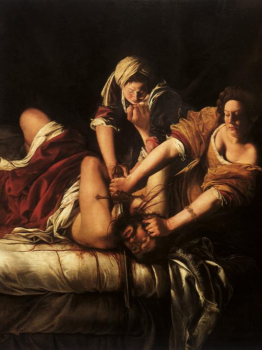 Digitale Reproduktion des Gemäldes "Judith und Holofernes" von Artemisia Gentileschi (1593–1654
zwischen 1612–1613 gemalt. Dargestellt ist die Enthauptung des schlafenden Holofernes durch Judith. Es befindet sich heute im Museo di Capodimonte in Neapel.