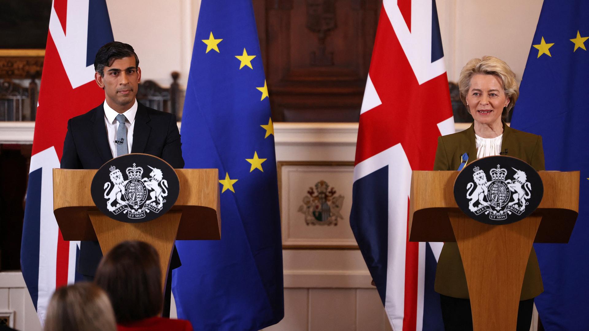 EU-Kommissionspräsidentin von der Leyen und der britische Premierminister Sunak in Windsor