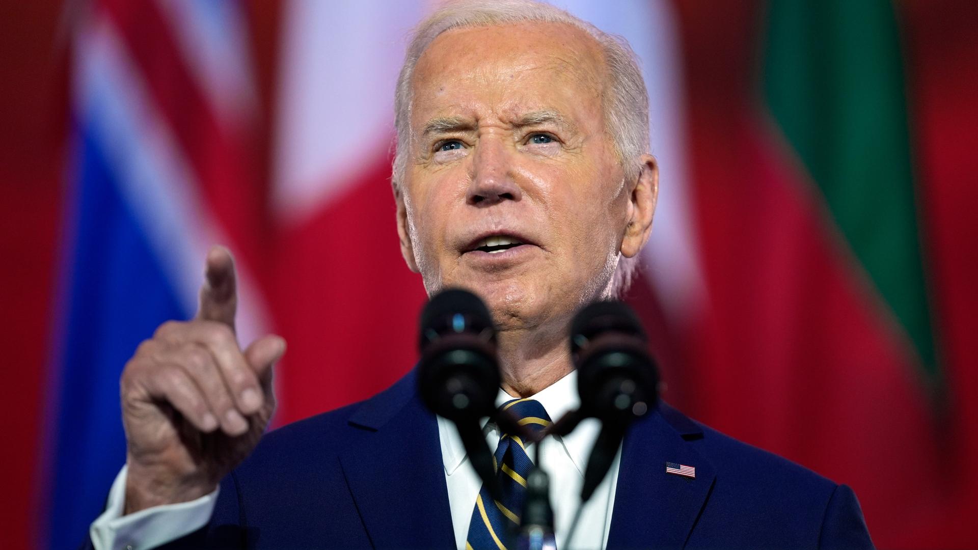 US-Präsident Joe Biden hält eine Rede zum 75-jährigen Bestehen der NATO in Washington