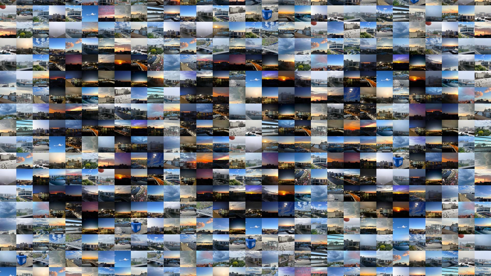 Mosaik aus ca. 500 Bildern aus dem Haupstadtstudios, das eine 500 zeigt.