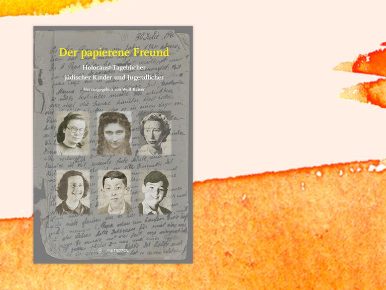 Auf dem Cover ist eine handgeschriebene Tagebuchseite zu sehen, darüber sechs SW-Porträts von Jugendlichen und der Buchtitel.