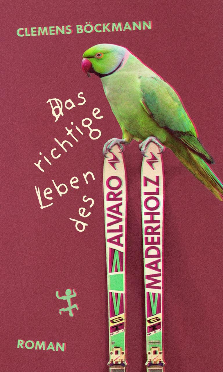 Das Cover des Buches zeigt einen Papageien, der auf den Spitzen zweier Skier steht.