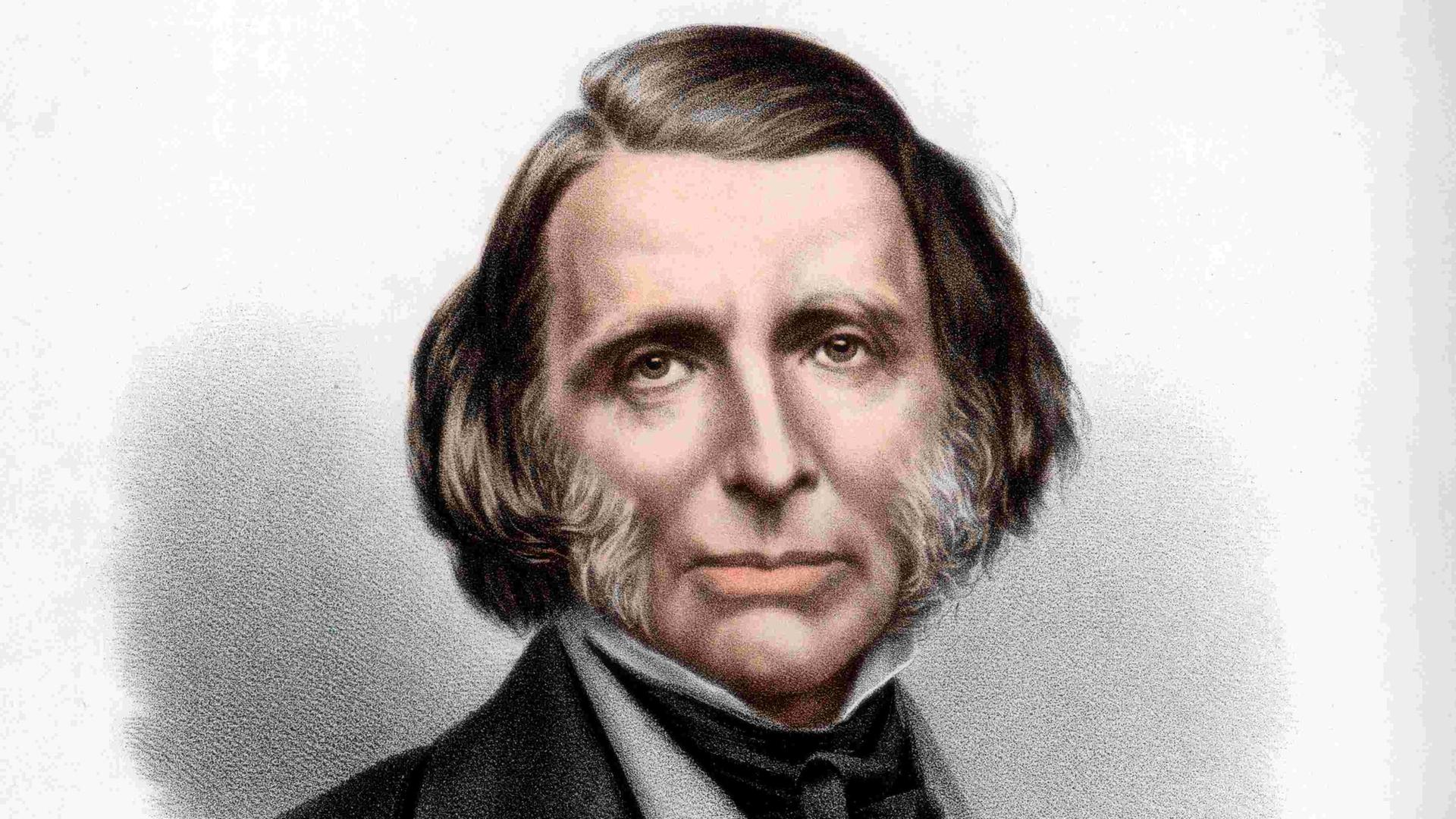 Um 1890: Lithographie des britischen Autors, Dichters und Kritikers John Ruskin.