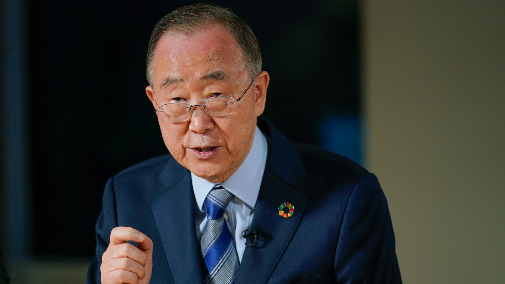 Der ehemalige UNO-Generalsekretär Ban Ki-Moon spricht vor der Presse. Der ehemalige UNO-Generalsekretär Ban Ki-Moon spricht vor der Presse.
