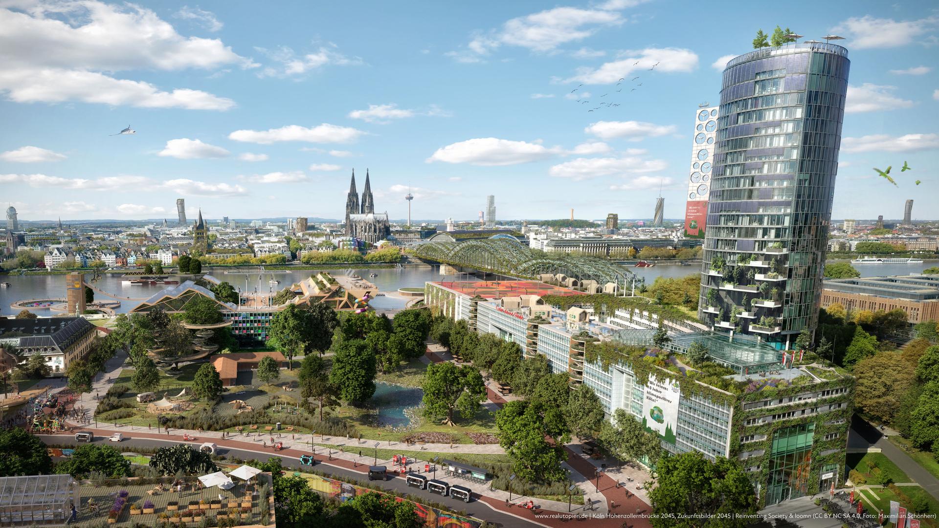 Zukunftsbild von Köln, entwickelt vom Projektteam von Realutopien