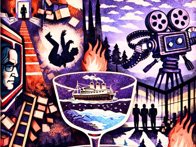 Illustration von G.W. Pabst in unterschiedlichen Stationen seines beruflichen Lebens