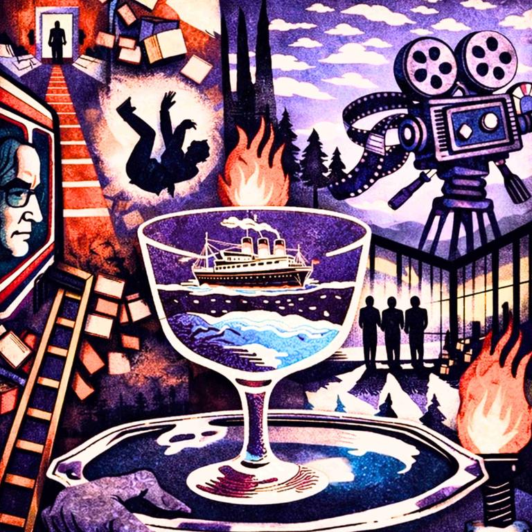 Illustration von G.W. Pabst in unterschiedlichen Stationen seines beruflichen Lebens