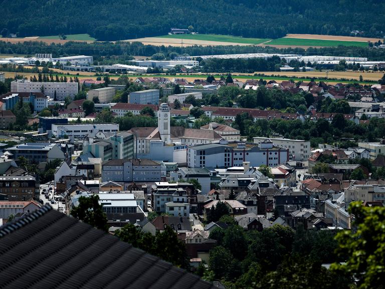 Luftaufnahme von der thüringischen Stadt Sonneberg