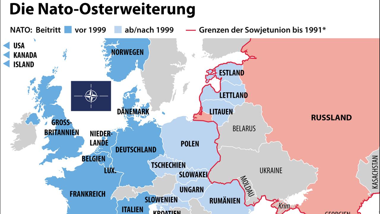 Ein Karte über den Verlauf der NATO-Osterweiterung.