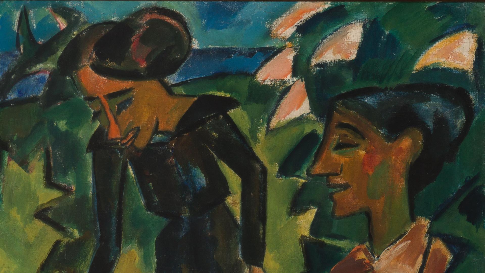 Das Gemälde "Zwei Frauen (Frauen im Grünen)" von Karl Schmidt-Rottluff aus dem Jahr 1914