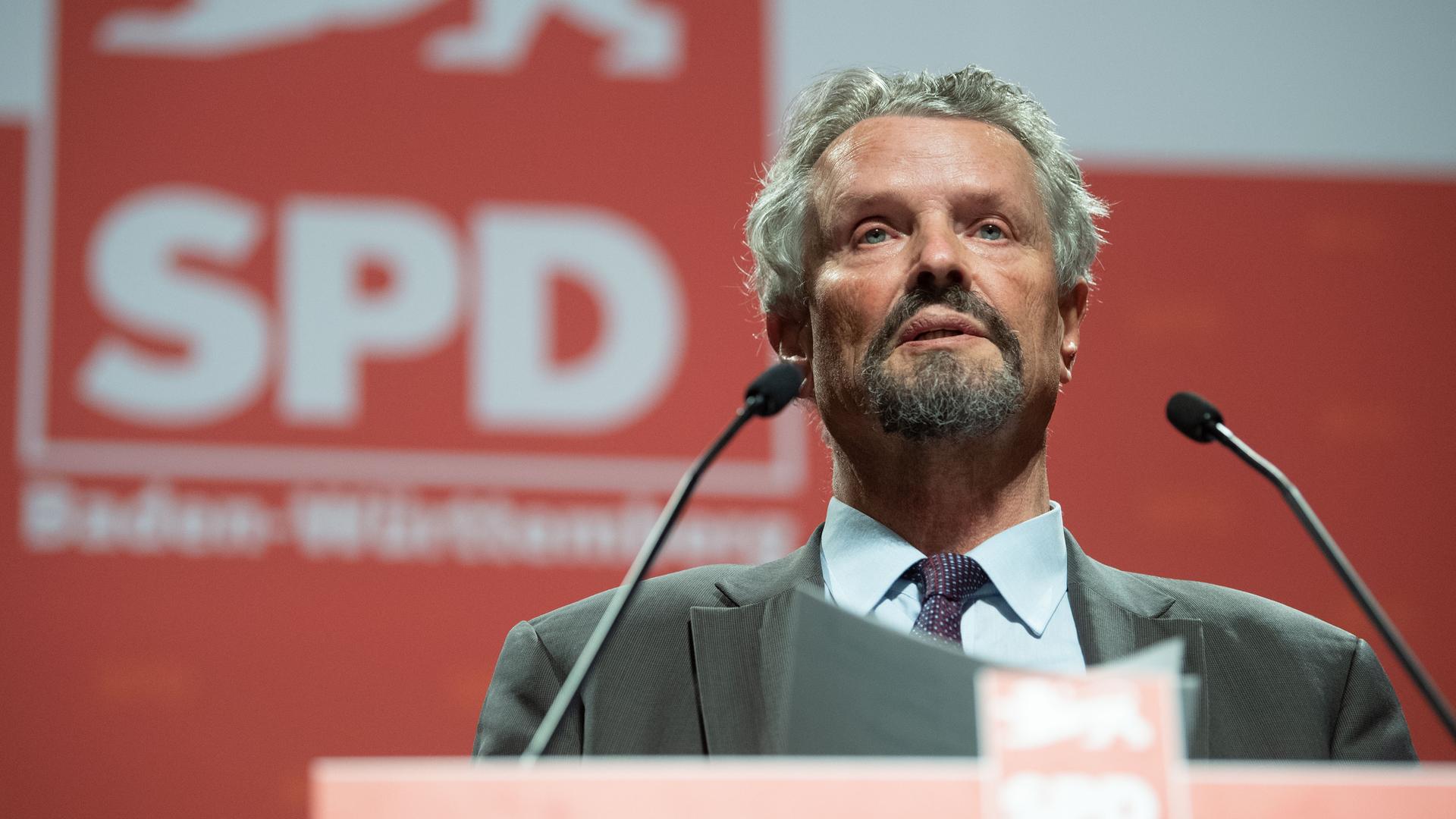 Gernot Erler (SPD), spricht beim Landesparteitag der SPD Baden-Württemberg.