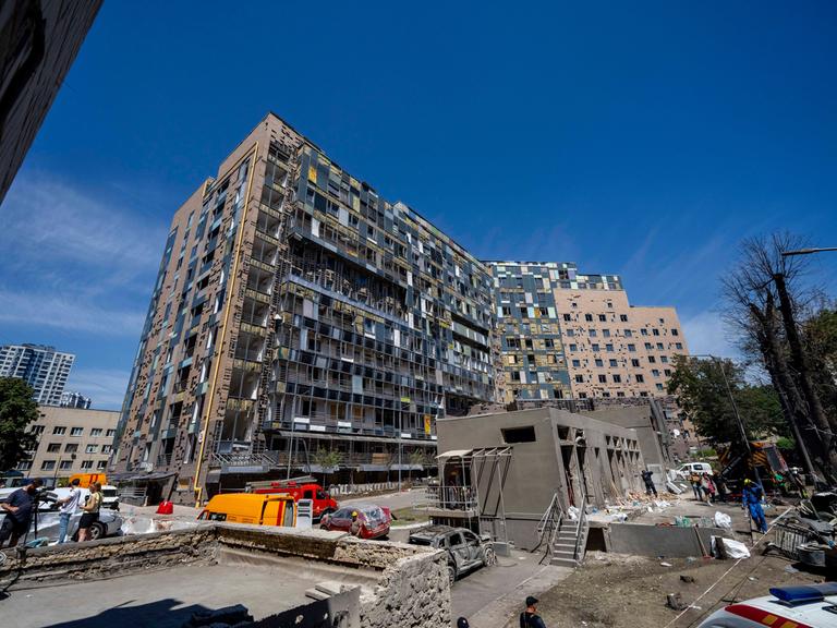 Zerstörtes Kinderkrankenhaus in Kiew nach einem russischen Angriff.