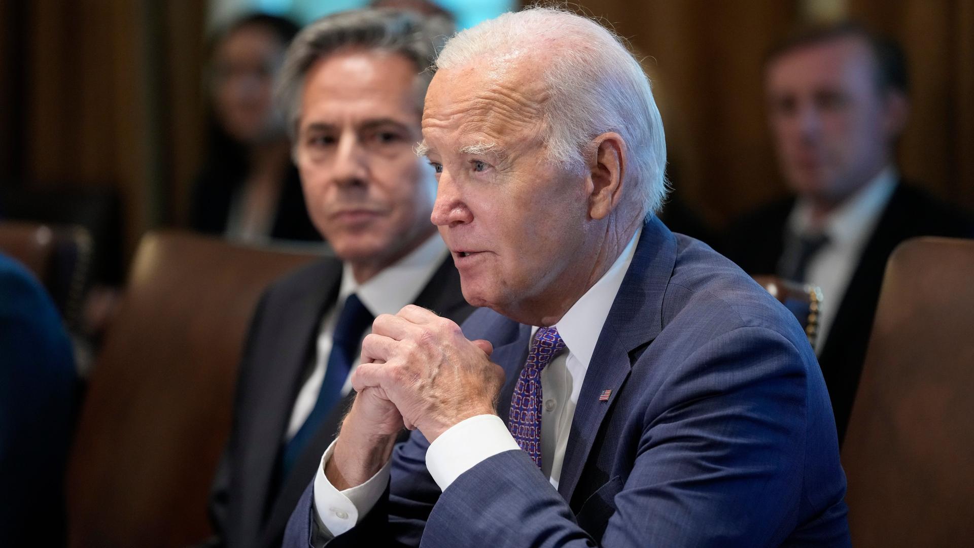 US-Präsident Biden und Außenminister Blinken im Weißen Haus. US-Präsident Biden und Außenminister Blinken im Weißen Haus.