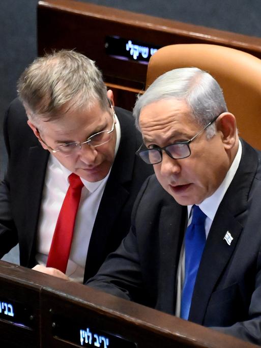 Israels Premierminister Benjamin Netanyahu während der Abstimmung zur Justizreform in der Knesset.