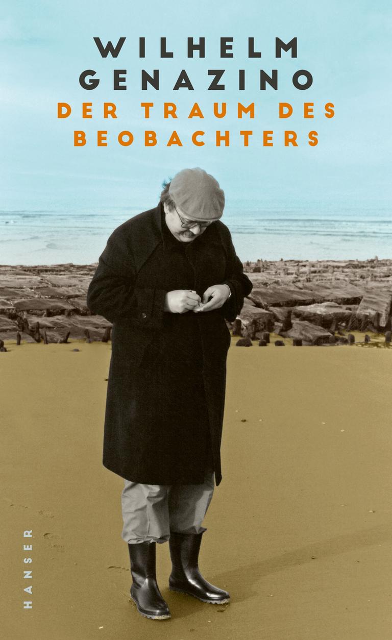 Das Cover zeigt den Autor, der am Strand etwas in sein Notizbuch schreibt