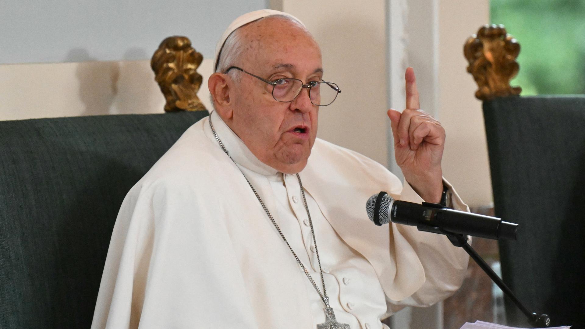 Papst Franziskus in einer Ansprache im Königsschloss in Laeken bei Brüssel