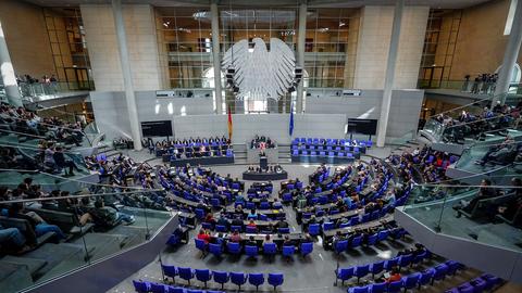 Blick in den Bundestag bei einer Parlamentssitzung