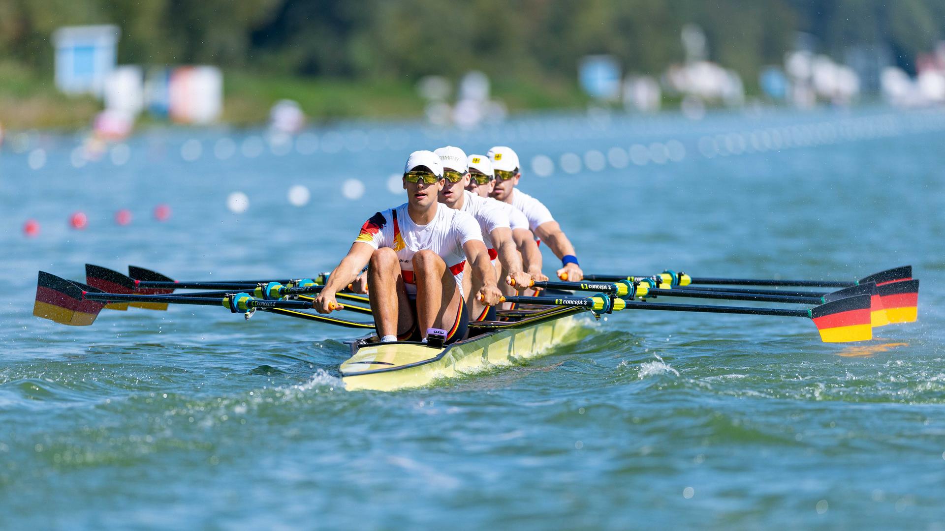 Silber für die deutschen Ruderer Marc Weber, Felix Heinrich, Jonas Gelsen und Ole Hohensee