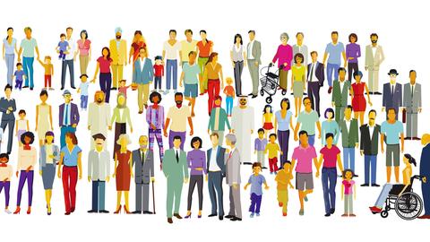 Große Gruppe von Personen isoliert auf weißem Hintergrund