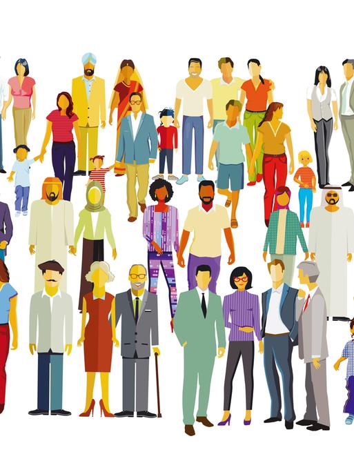 Große Gruppe von Personen isoliert auf weißem Hintergrund