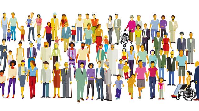 Große Gruppe von Personen isoliert auf weißem Hintergrund