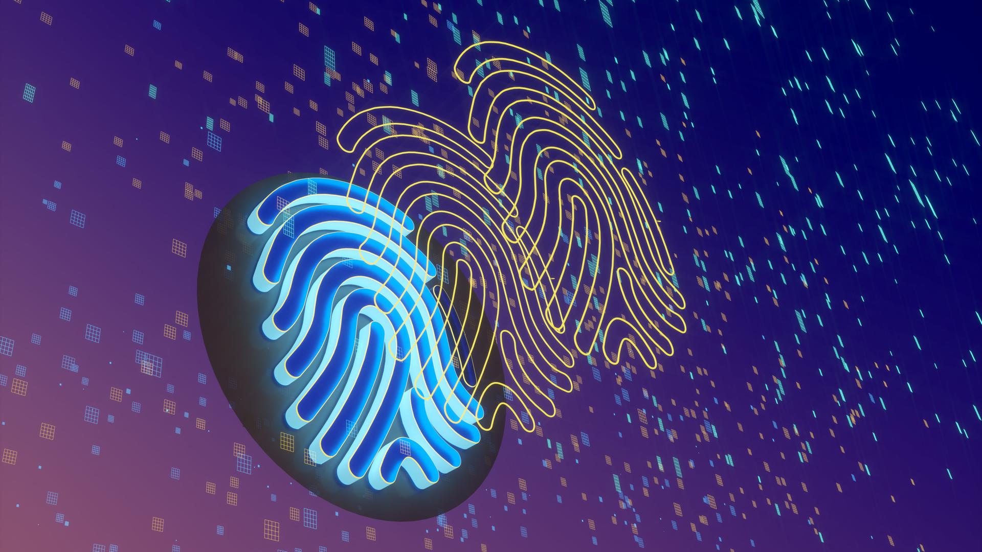 Illustration eines schwebenden Fingerabdruckes
