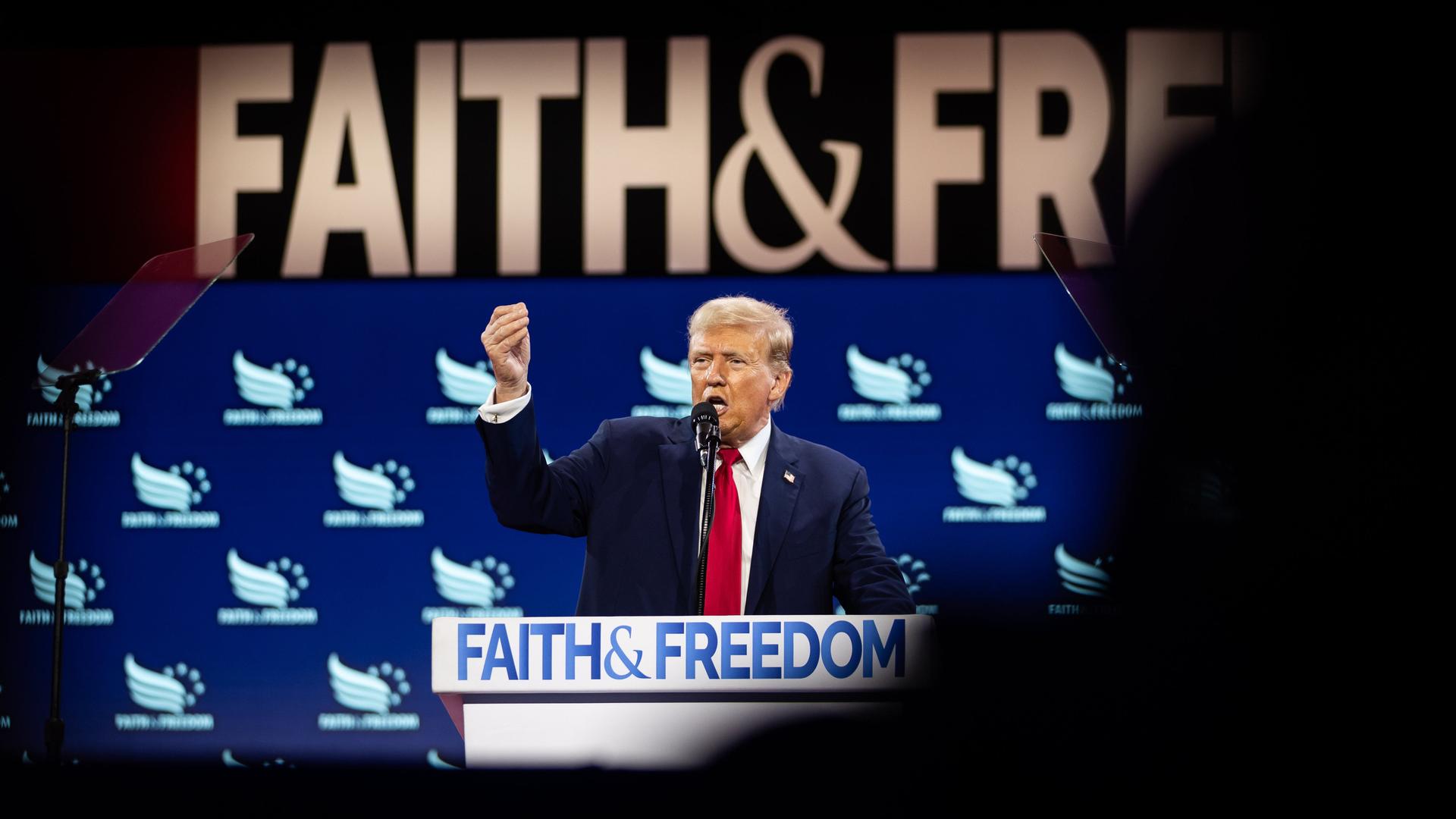 Ex-Präsident Donald Trump spricht auf der Konferenz Faith and Freedom Coalition, die christliche Anschauungen stärker in der Politik verankern will