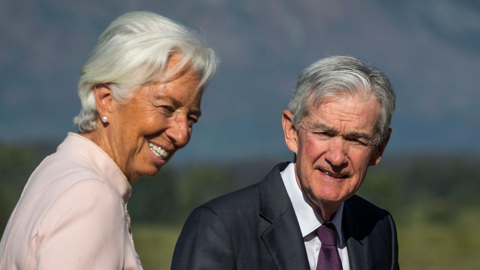 EZB-Präsidentin Christine Lagarde und der Chef der US-Notenbank Fed, Jerome Powell EZB-Präsidentin Christine Lagarde und der Chef der US-Notenbank Fed, Jerome Powell