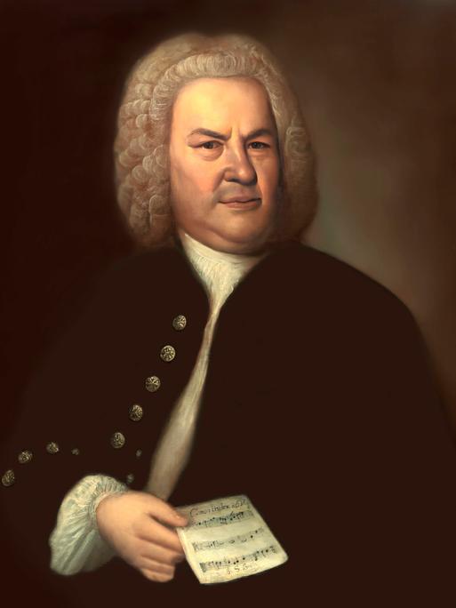 Johann Sebastian Bach in einem Porträt, digital bearbeitet nach einem Gemälde von Elias Gottlob Haussmann 