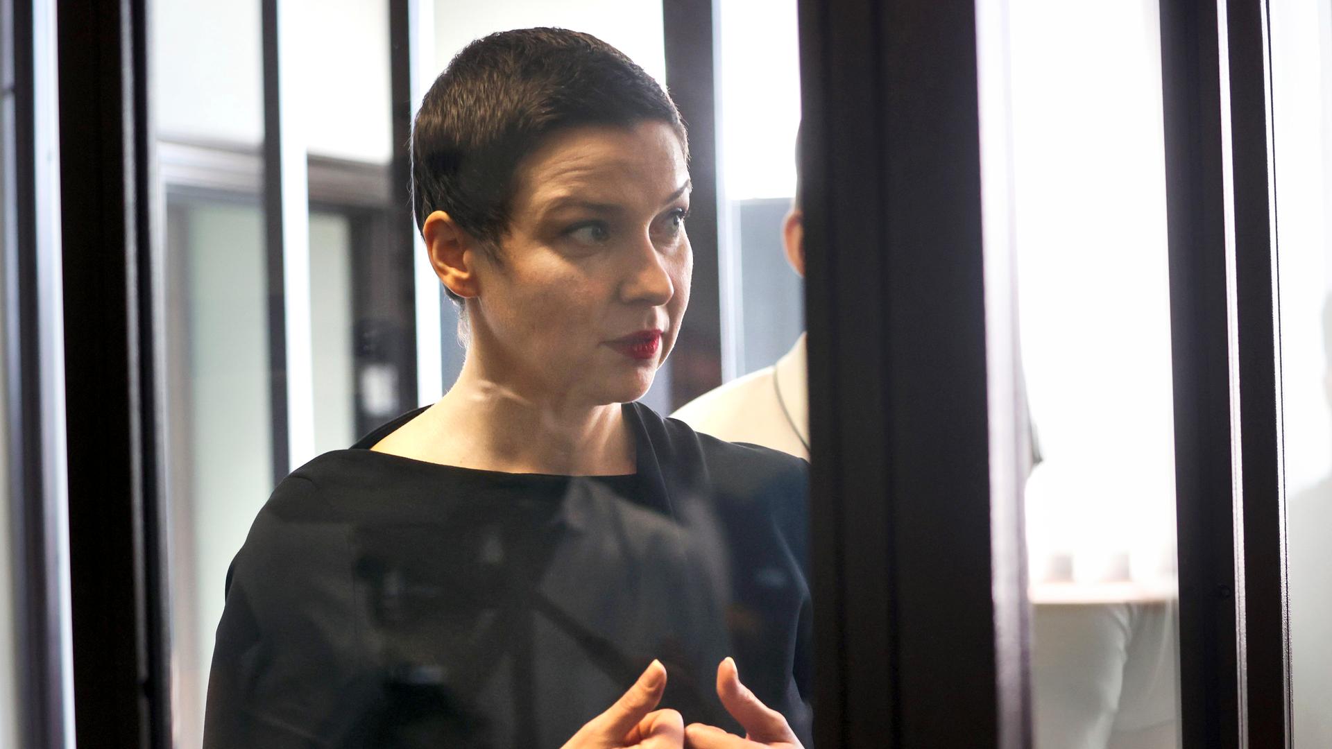 Maria Kolesnikowa, Oppositionelle aus Belarus, während einer Gerichtsverhandlung. Maria Kolesnikowa, Oppositionelle aus Belarus, während einer Gerichtsverhandlung.