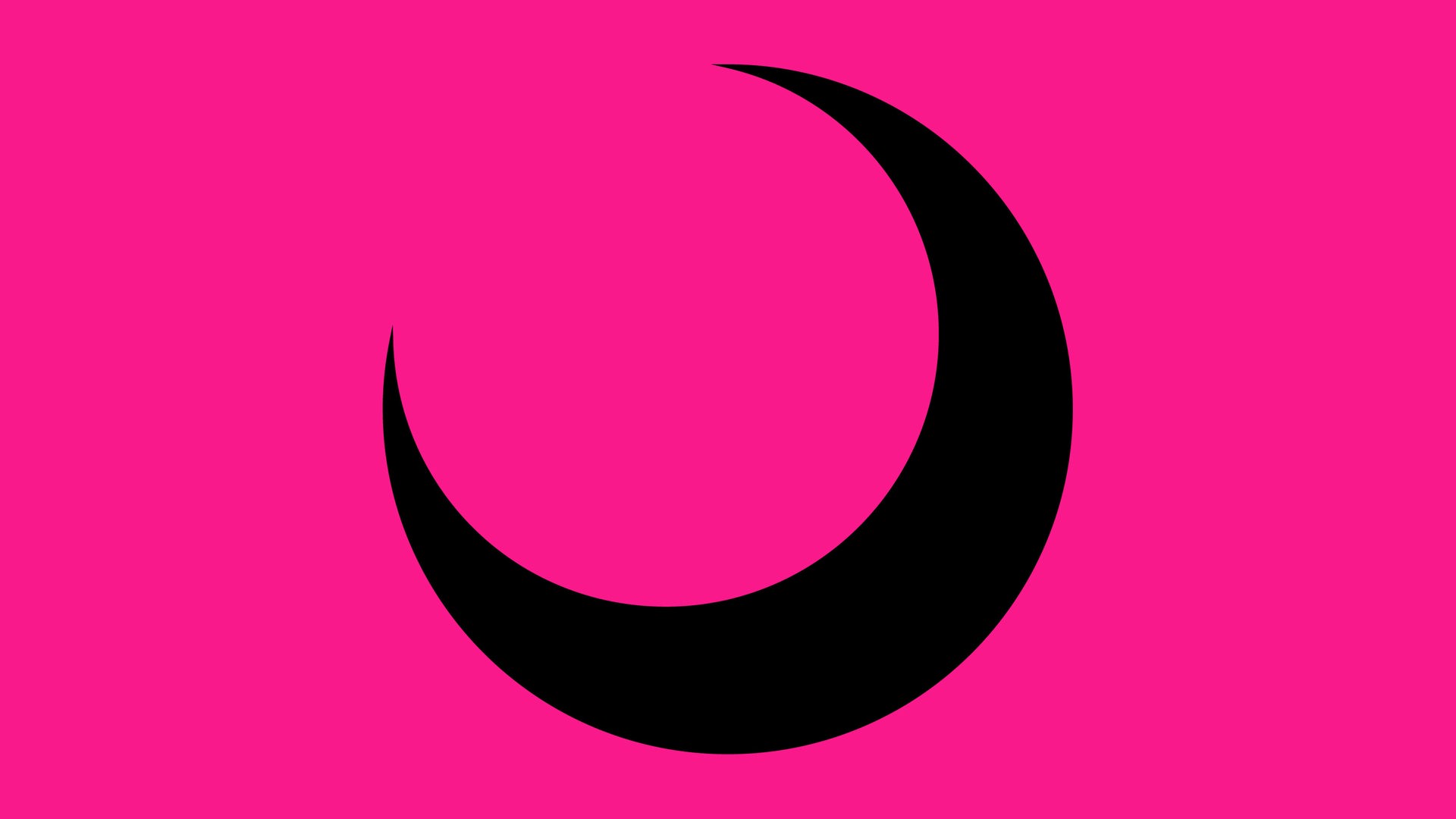 Die Grafik zeigt einen schwarzen Halbmond auf einem pinken Rechteck. Die Grafik zeigt einen schwarzen Halbmond auf einem pinken Rechteck.