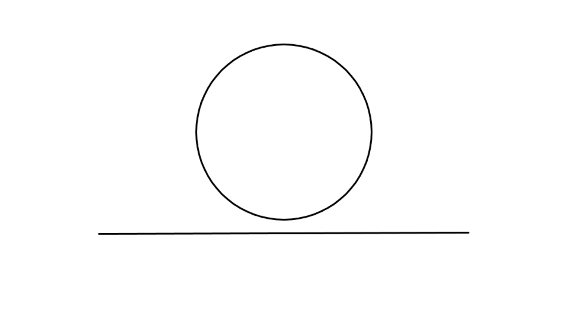 Ein Zen-Symbol: Ein geschlossener Kreis über einer waagerechten Linie